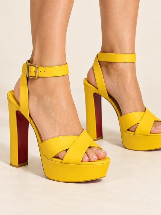 Christian Louboutin Shoes - Christian Louboutin Yellow Crisscross Platform Sandals